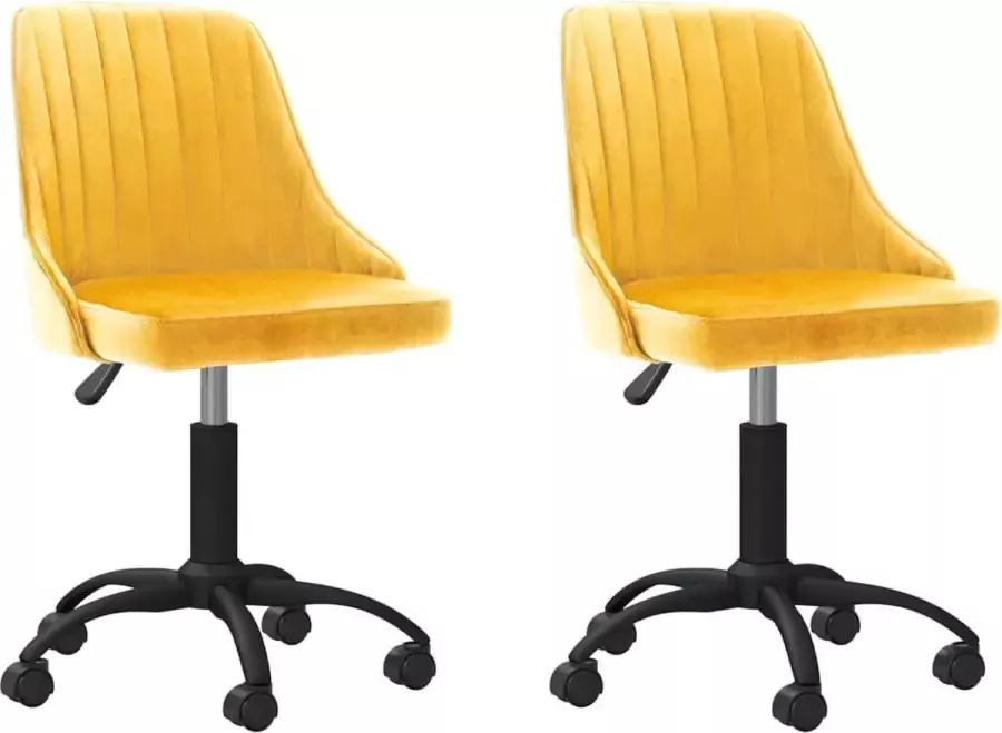 Prolenta Premium Eetkamerstoelen draaibaar 2 st fluweel geel