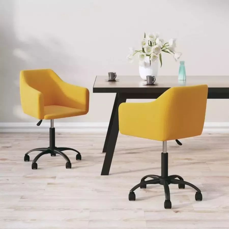 Prolenta Premium Eetkamerstoelen draaibaar 2 st fluweel geel