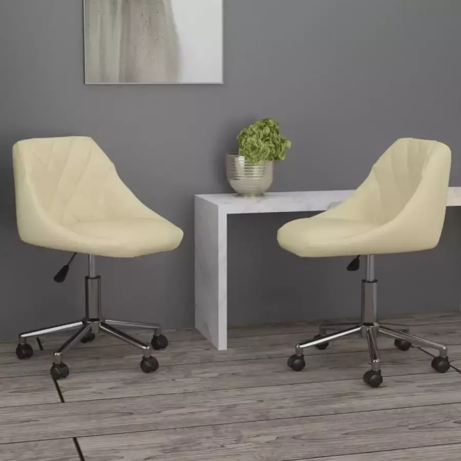 ForYou Prolenta Premium Eetkamerstoelen draaibaar 2 st kunstleer crèmekleurig - Foto 2