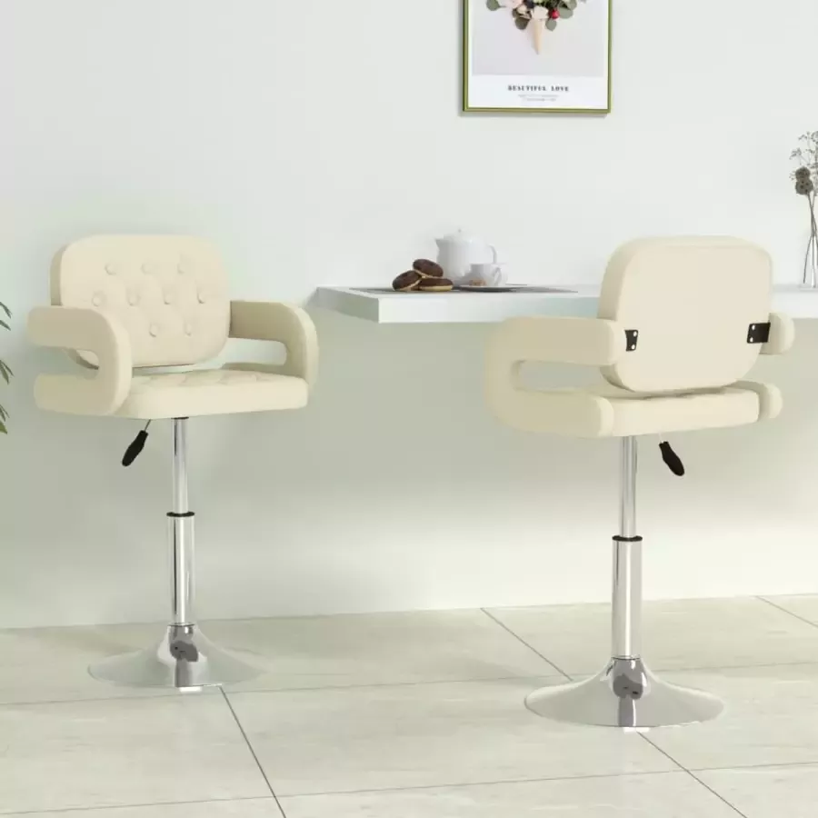 ForYou Prolenta Premium Eetkamerstoelen draaibaar 2 st kunstleer crèmekleurig - Foto 3