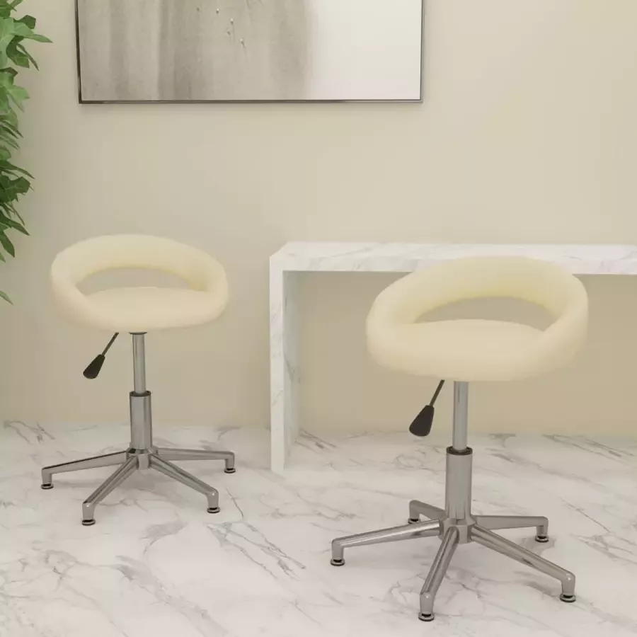 ForYou Prolenta Premium Eetkamerstoelen draaibaar 2 st kunstleer crèmekleurig - Foto 4