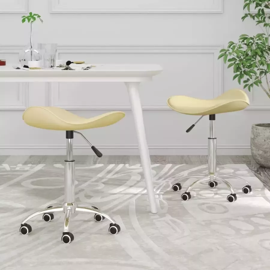 ForYou Prolenta Premium Eetkamerstoelen draaibaar 2 st kunstleer crèmekleurig - Foto 6