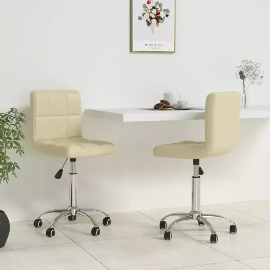 ForYou Prolenta Premium Eetkamerstoelen draaibaar 2 st kunstleer crèmekleurig