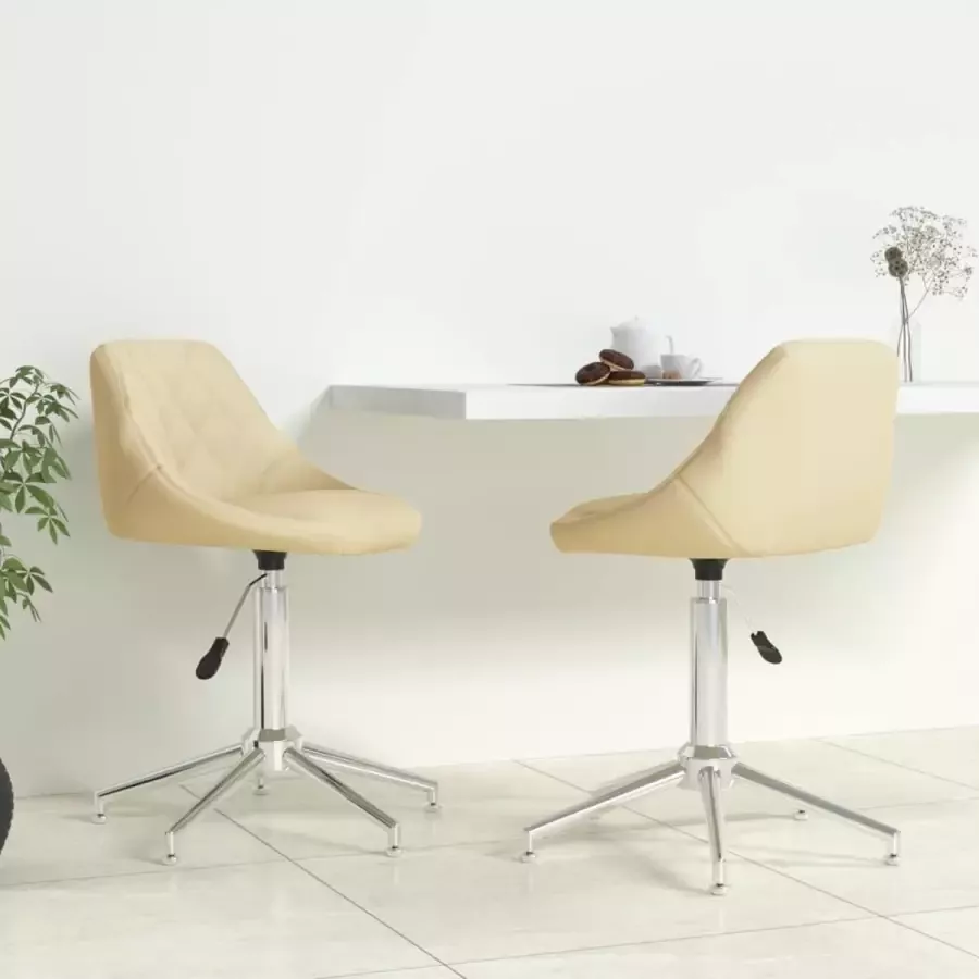 ForYou Prolenta Premium Eetkamerstoelen draaibaar 2 st kunstleer crèmekleurig - Foto 8