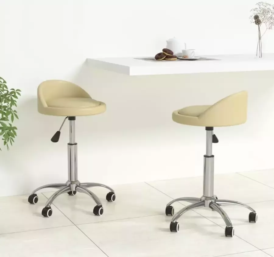 ForYou Prolenta Premium Eetkamerstoelen draaibaar 2 st kunstleer crèmekleurig - Foto 9