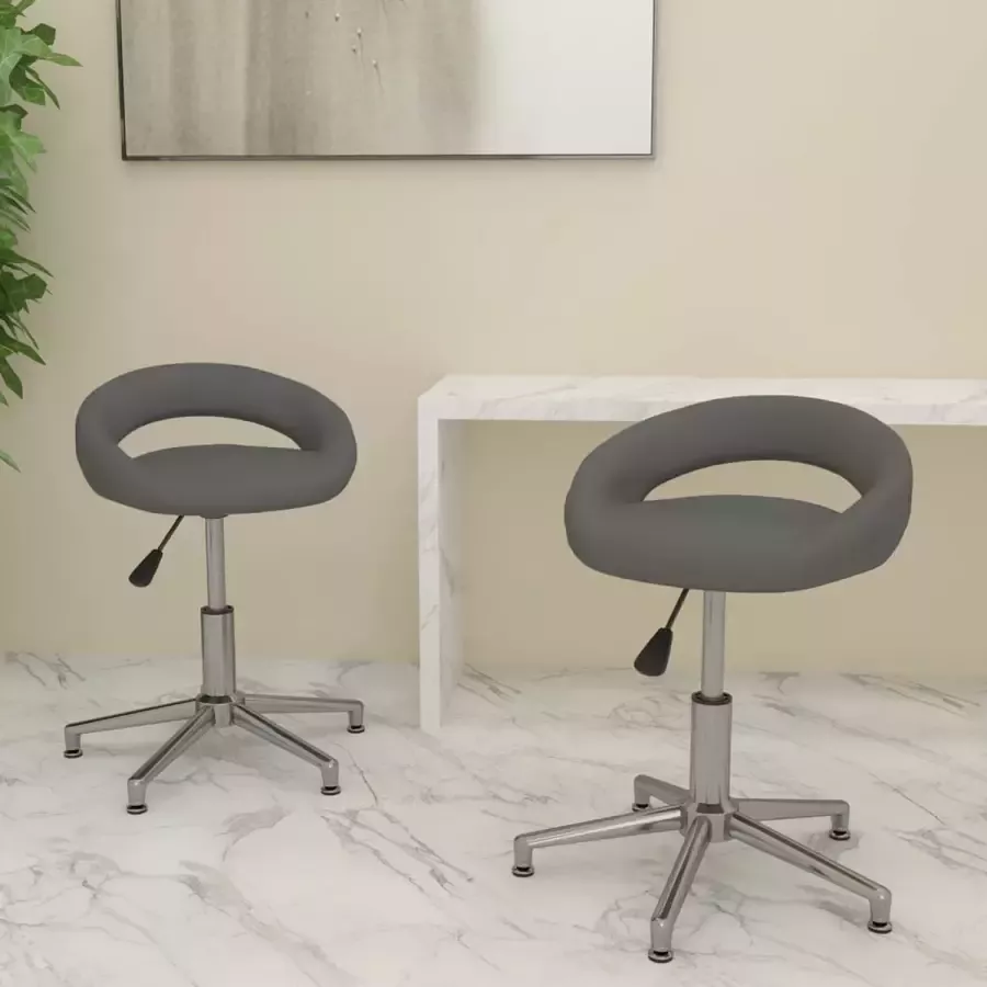 ForYou Prolenta Premium Eetkamerstoelen draaibaar 2 st kunstleer grijs - Foto 4