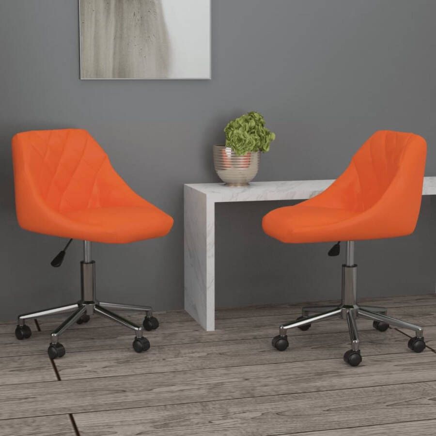 Prolenta Premium Eetkamerstoelen draaibaar 2 st kunstleer oranje