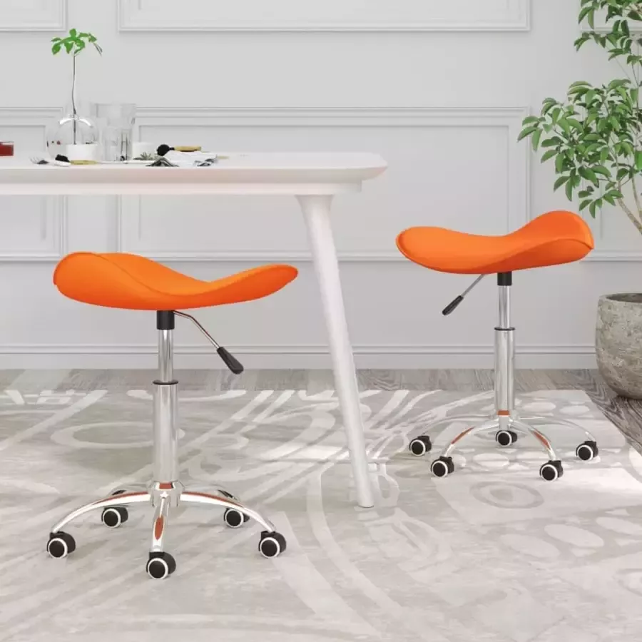 Prolenta Premium Eetkamerstoelen draaibaar 2 st kunstleer oranje