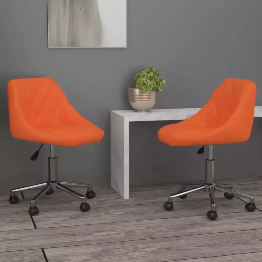 ForYou Prolenta Premium Eetkamerstoelen draaibaar 2 st kunstleer oranje - Foto 5