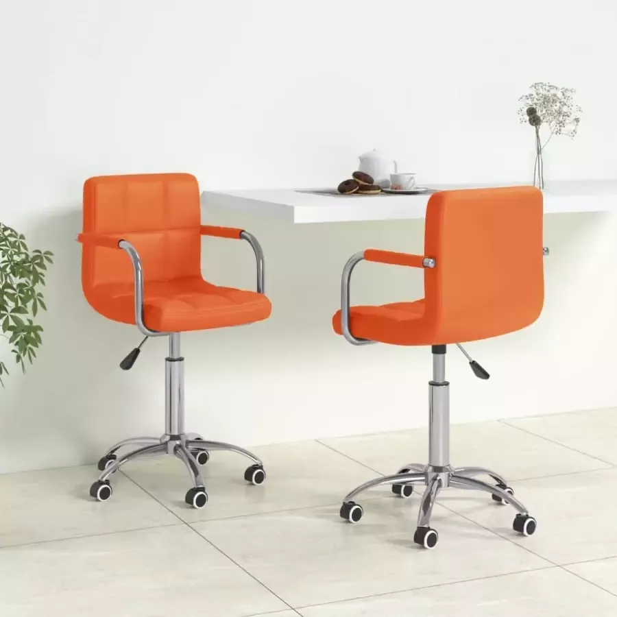 ForYou Prolenta Premium Eetkamerstoelen draaibaar 2 st kunstleer oranje - Foto 7