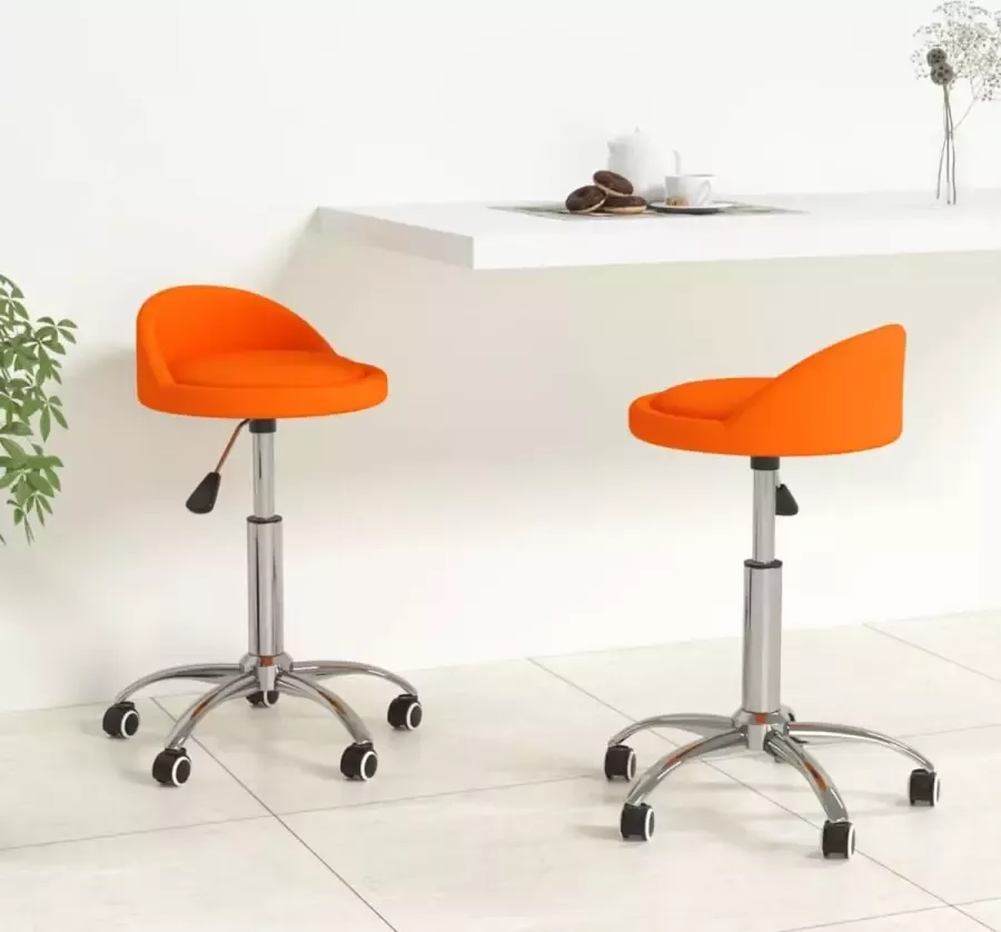 Prolenta Premium Eetkamerstoelen draaibaar 2 st kunstleer oranje