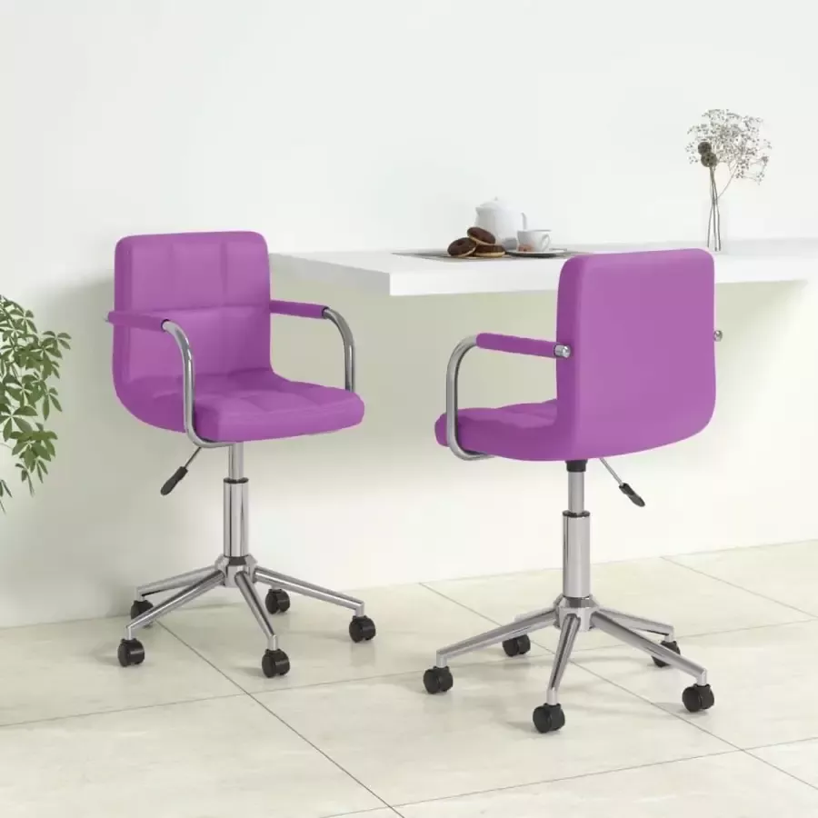 ForYou Prolenta Premium Eetkamerstoelen draaibaar 2 st kunstleer paars - Foto 3