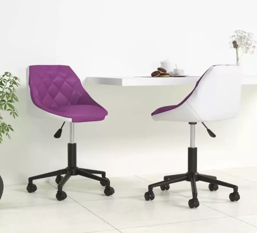 ForYou Prolenta Premium Eetkamerstoelen draaibaar 2 st kunstleer paars en wit - Foto 2