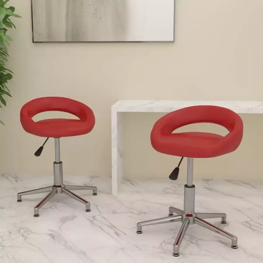 ForYou Prolenta Premium Eetkamerstoelen draaibaar 2 st kunstleer wijnrood - Foto 9