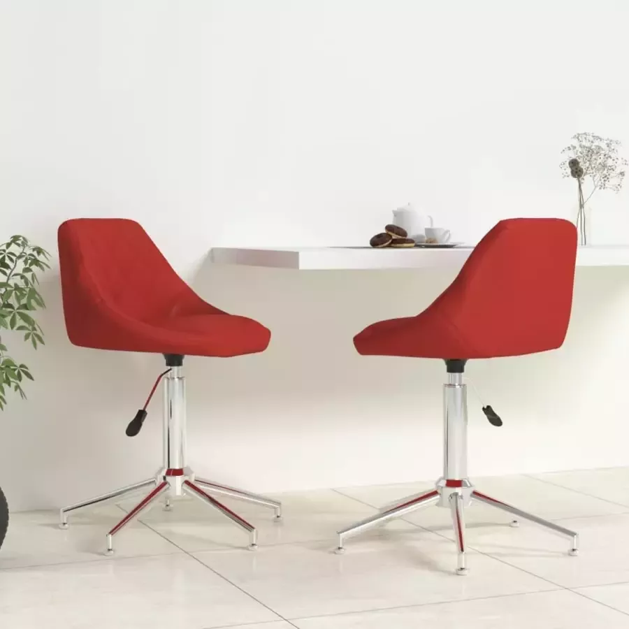 ForYou Prolenta Premium Eetkamerstoelen draaibaar 2 st kunstleer wijnrood