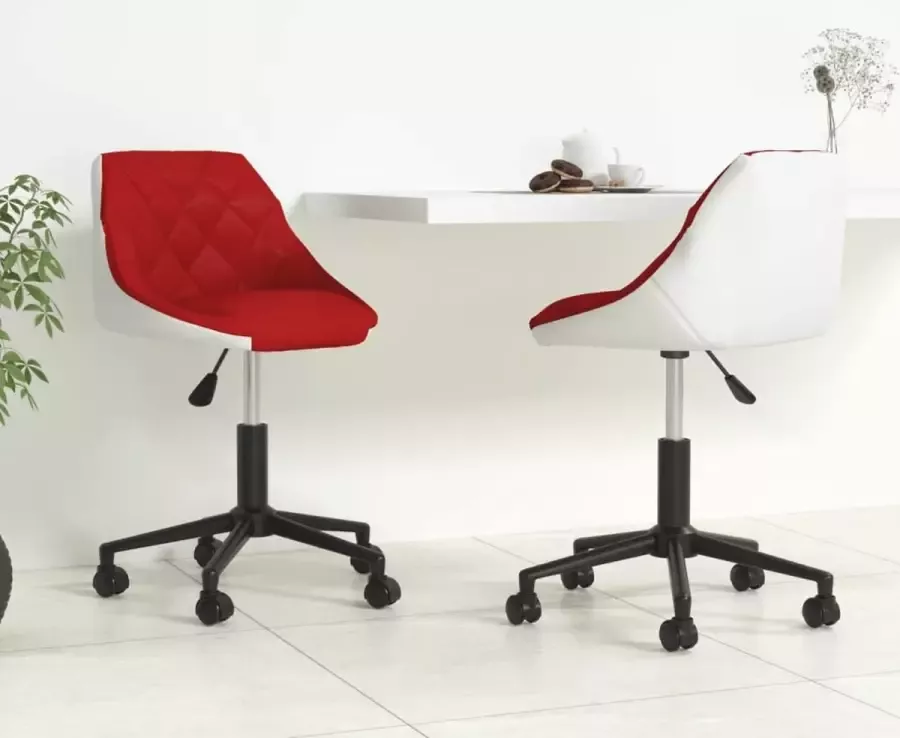ForYou Prolenta Premium Eetkamerstoelen draaibaar 2 st kunstleer wijnrood en wit - Foto 2
