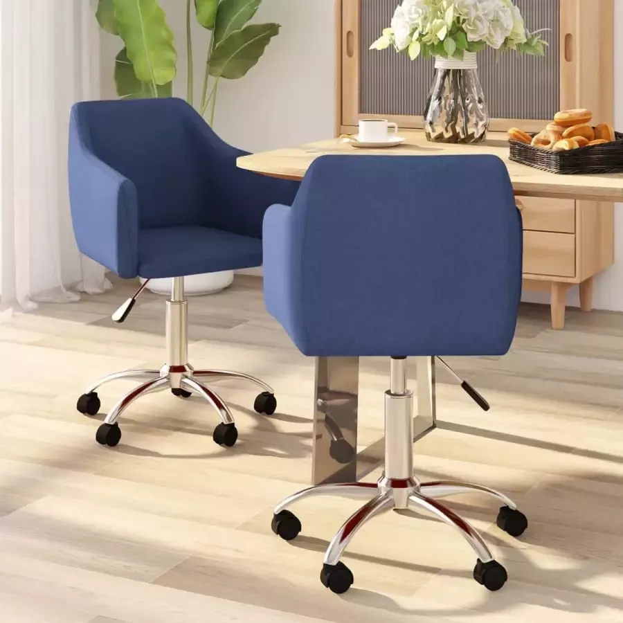 Prolenta Premium Eetkamerstoelen draaibaar 2 st stof blauw