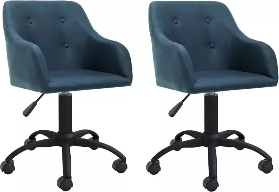 Prolenta Premium Eetkamerstoelen draaibaar 2 st stof blauw