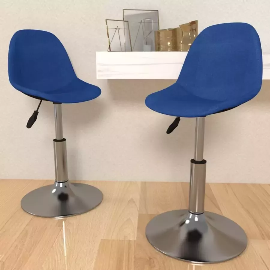 Prolenta Premium Eetkamerstoelen draaibaar 2 st stof blauw