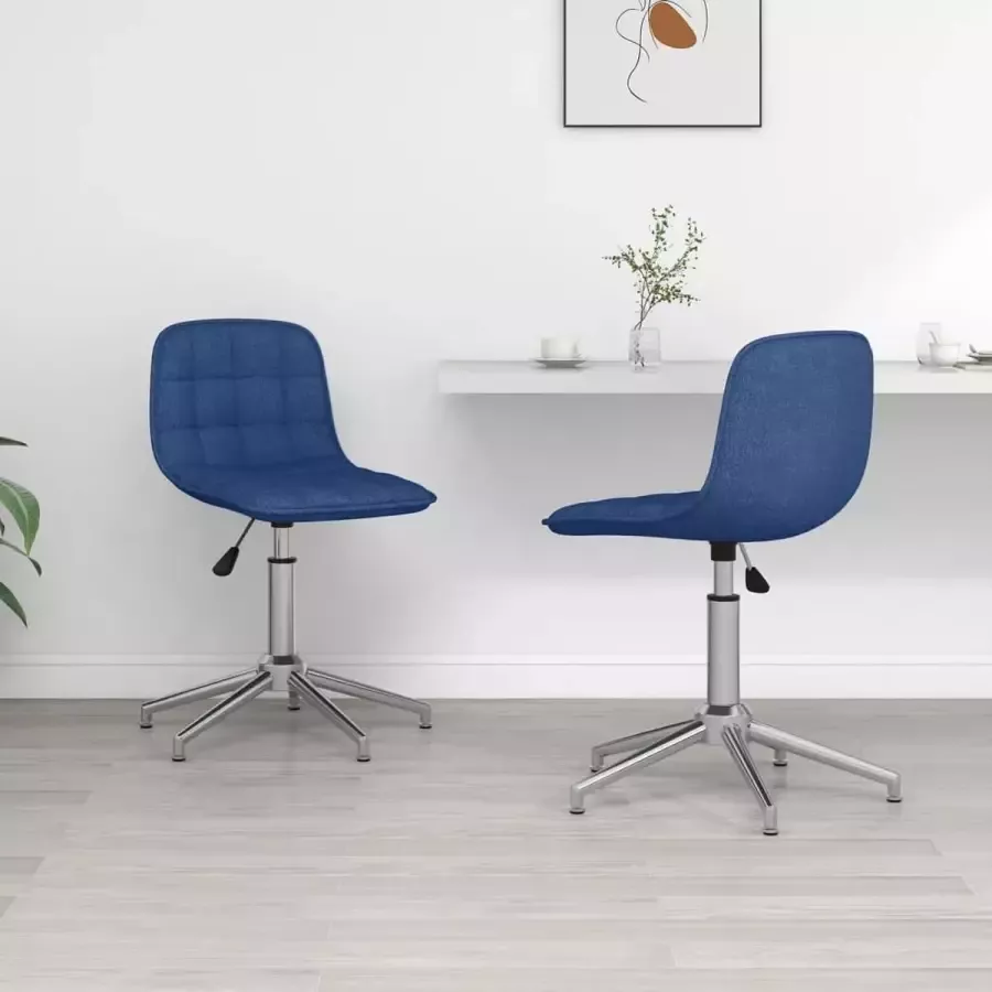 Prolenta Premium Eetkamerstoelen draaibaar 2 st stof blauw