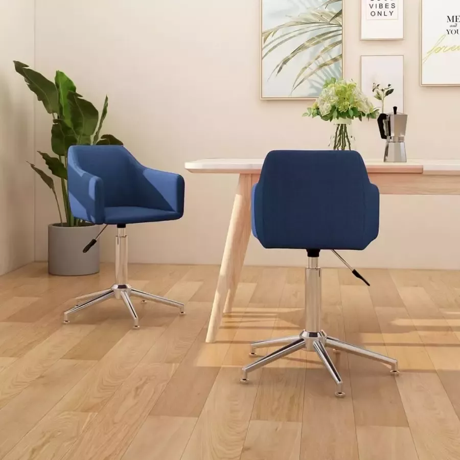 Prolenta Premium Eetkamerstoelen draaibaar 2 st stof blauw