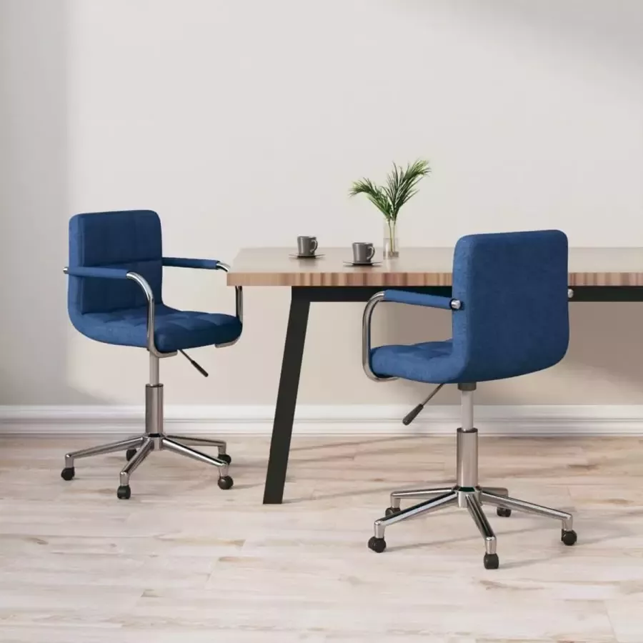 Prolenta Premium Eetkamerstoelen draaibaar 2 st stof blauw