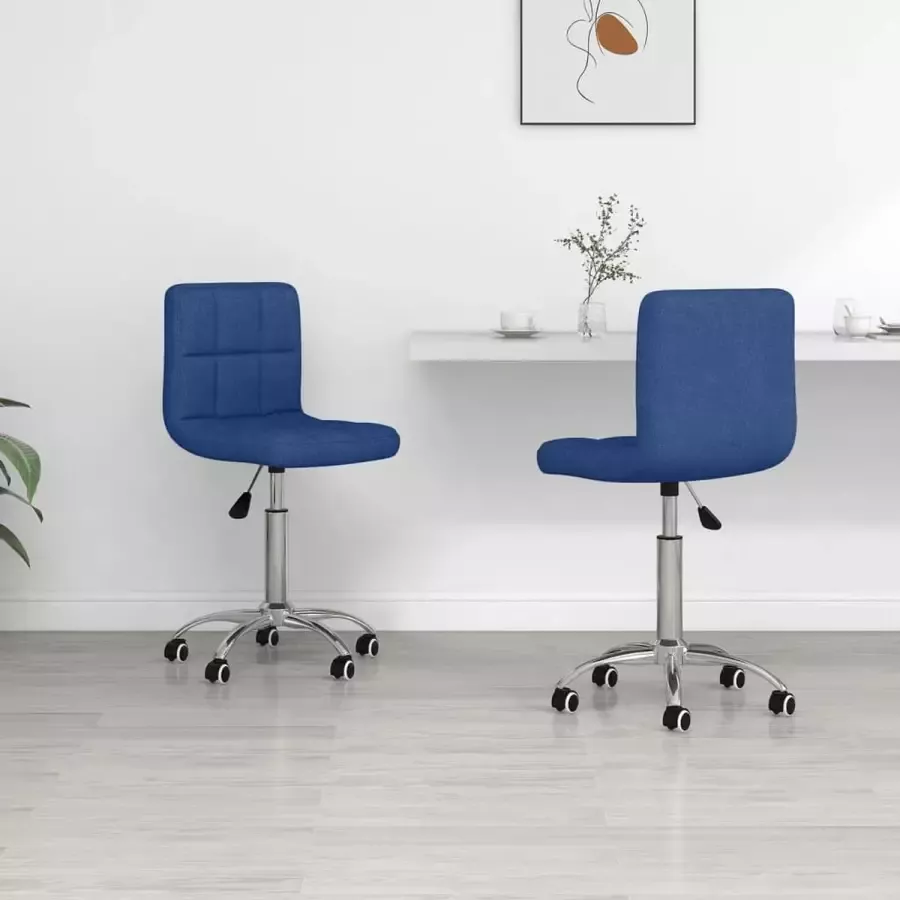 Prolenta Premium Eetkamerstoelen draaibaar 2 st stof blauw