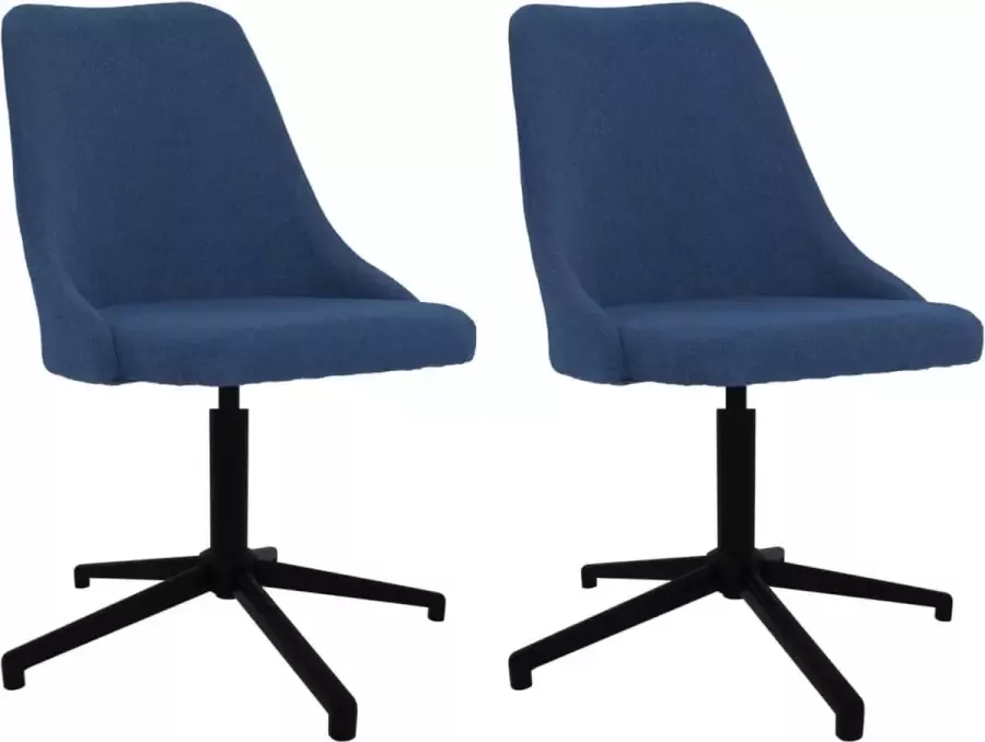 Prolenta Premium Eetkamerstoelen draaibaar 2 st stof blauw