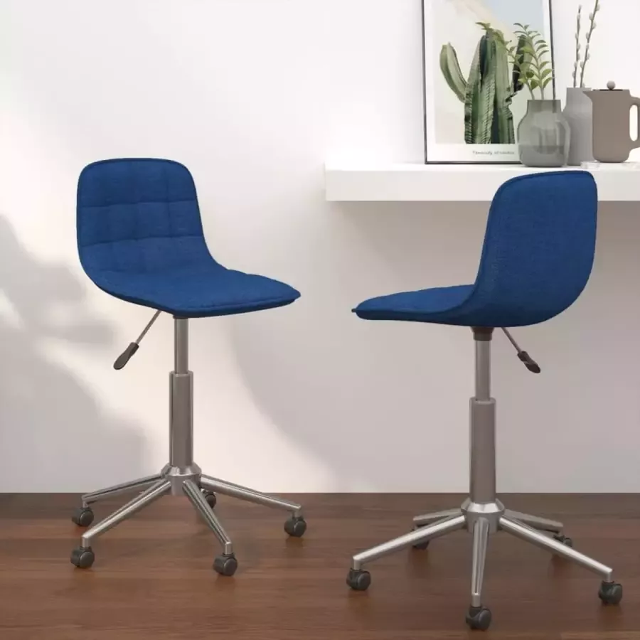 Prolenta Premium Eetkamerstoelen draaibaar 2 st stof blauw