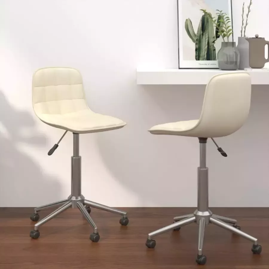 Prolenta Premium Eetkamerstoelen draaibaar 2 st stof crèmekleurig