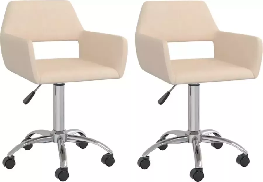 Prolenta Premium Eetkamerstoelen draaibaar 2 st stof crèmekleurig