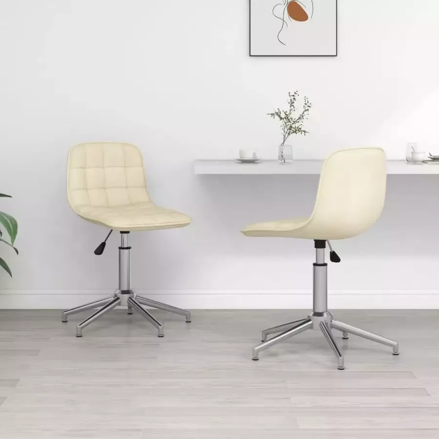 Prolenta Premium Eetkamerstoelen draaibaar 2 st stof crèmekleurig