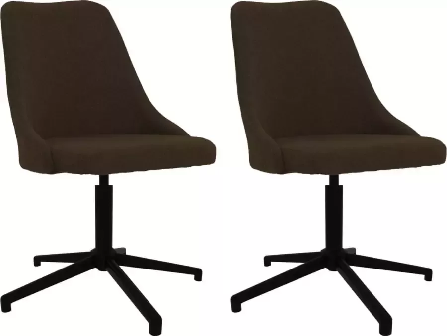 Prolenta Premium Eetkamerstoelen draaibaar 2 st stof donkerbruin