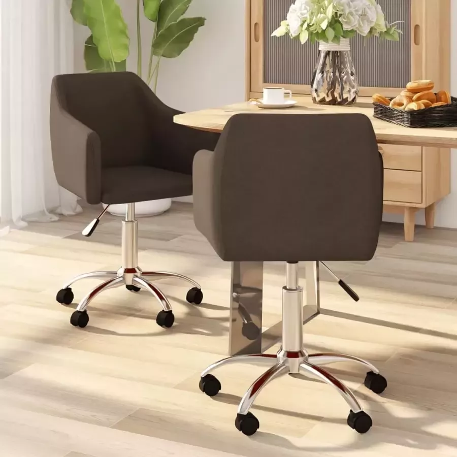 Prolenta Premium Eetkamerstoelen draaibaar 2 st stof donkerbruin