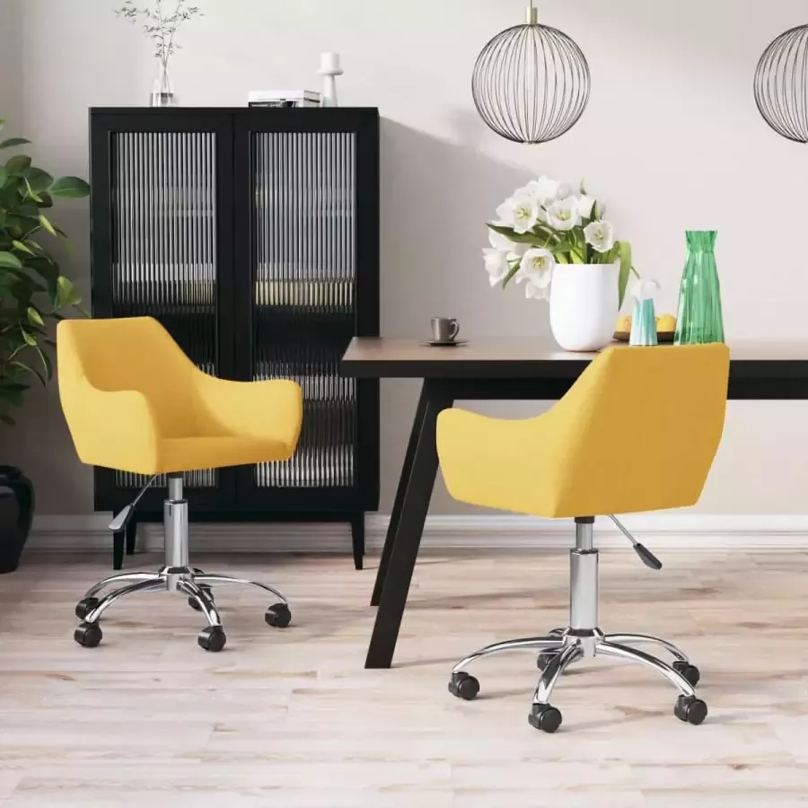 Prolenta Premium Eetkamerstoelen draaibaar 2 st stof geel