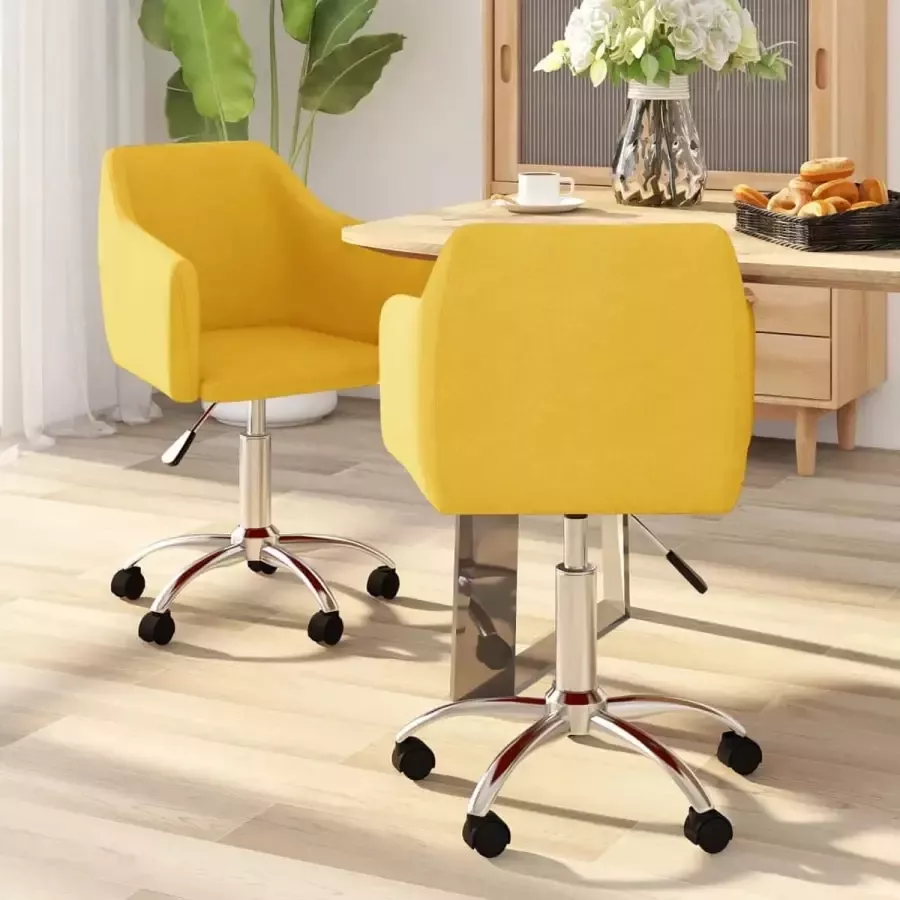 Prolenta Premium Eetkamerstoelen draaibaar 2 st stof geel