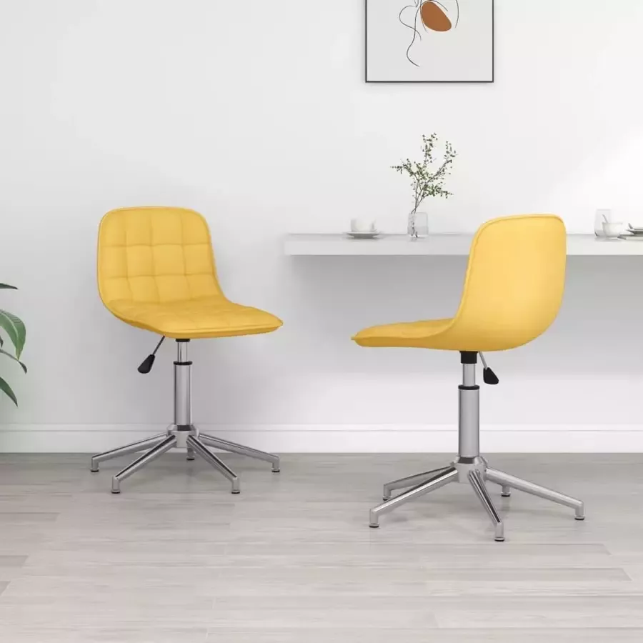 Prolenta Premium Eetkamerstoelen draaibaar 2 st stof geel