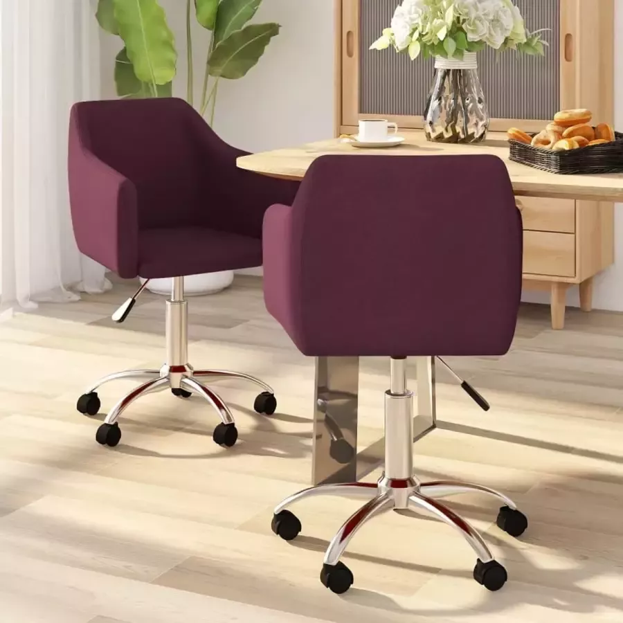 Prolenta Premium Eetkamerstoelen draaibaar 2 st stof paars