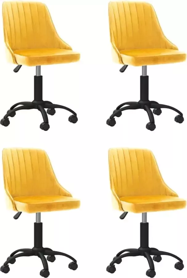 ForYou Prolenta Premium Eetkamerstoelen draaibaar 4 st fluweel geel - Foto 7