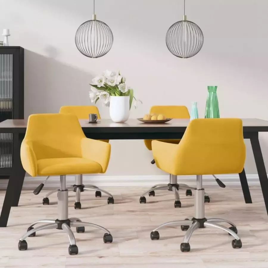 ForYou Prolenta Premium Eetkamerstoelen draaibaar 4 st fluweel geel