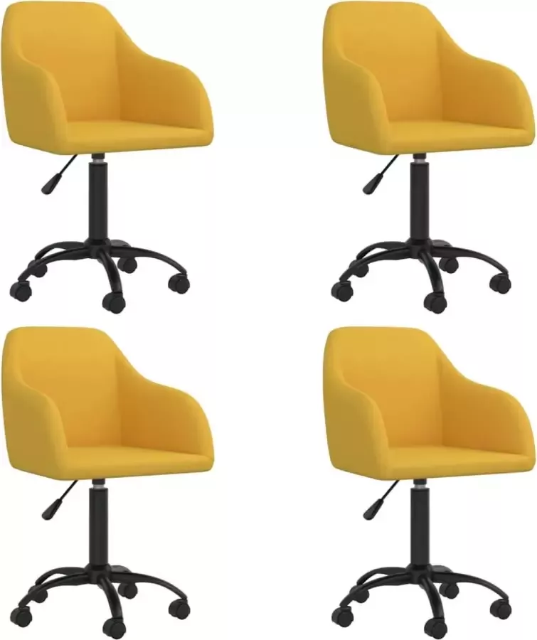 ForYou Prolenta Premium Eetkamerstoelen draaibaar 4 st fluweel geel - Foto 4