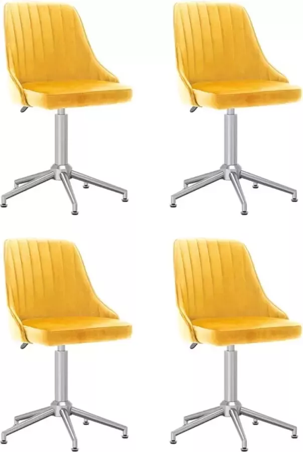 ForYou Prolenta Premium Eetkamerstoelen draaibaar 4 st fluweel geel - Foto 8