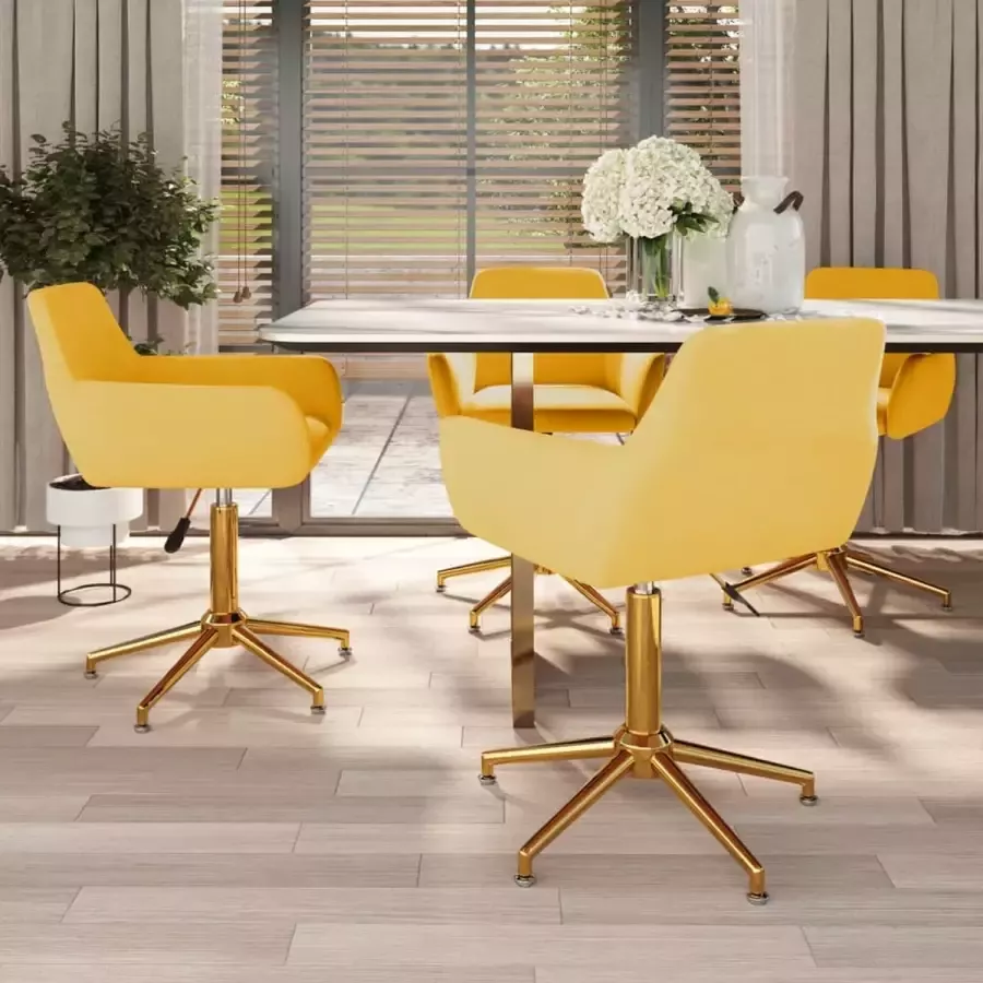 ForYou Prolenta Premium Eetkamerstoelen draaibaar 4 st fluweel geel - Foto 2