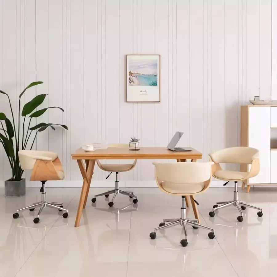 ForYou Prolenta Premium Eetkamerstoelen draaibaar 4 st kunstleer crème