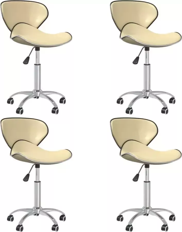 ForYou Prolenta Premium Eetkamerstoelen draaibaar 4 st kunstleer crèmekleurig - Foto 6