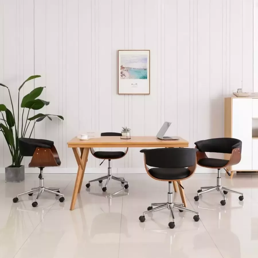 ForYou Prolenta Premium Eetkamerstoelen draaibaar 4 st kunstleer zwart - Foto 2