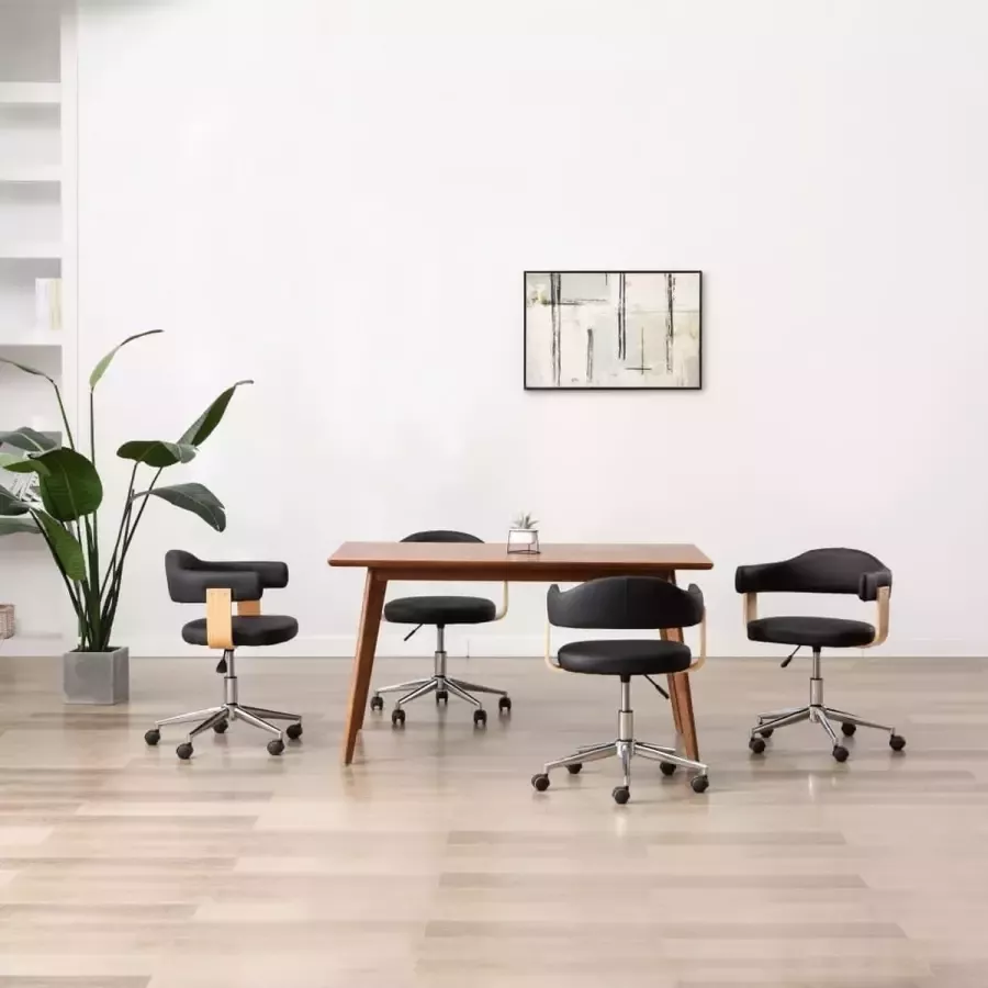 ForYou Prolenta Premium Eetkamerstoelen draaibaar 4 st kunstleer zwart