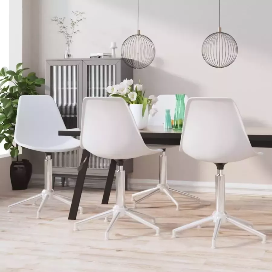 Prolenta Premium Eetkamerstoelen draaibaar 4 st polypropeen wit