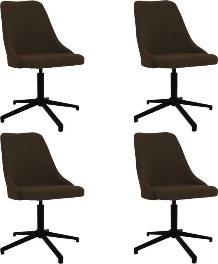 Prolenta Premium Eetkamerstoelen draaibaar 4 st stof donkerbruin