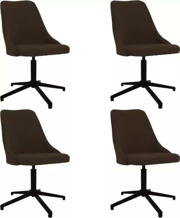 ForYou Prolenta Premium Eetkamerstoelen draaibaar 4 st stof donkerbruin - Foto 6